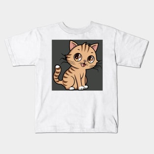 Cute Cat Anime Design Kids T-Shirt